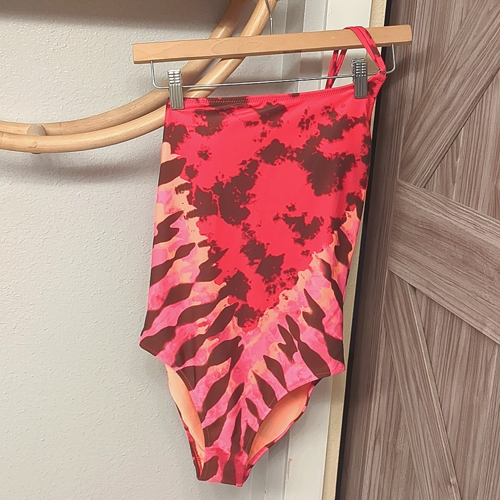 aerie one strap tie dye onepiece swimsuit